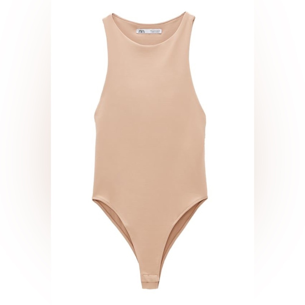ZARA Tan HALTERNECK BODYSUIT Size S